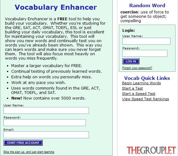 Vocabulary Enhancer首頁